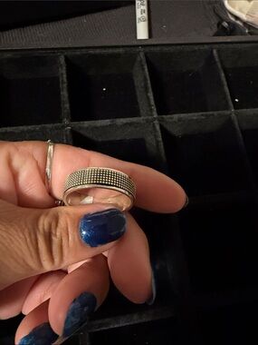 Men's Textured Sterling Band Ring in Silver